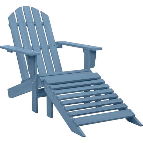 Chaise de jardin - Chaise d'extérieur pour terrasse/jardin Adirondack avec pouf Bois de sapin solide Bleu BV582858 - BonneVie (1/5)