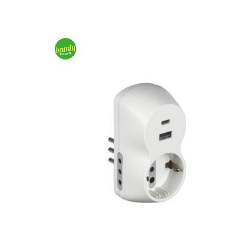 Adattatore B3 1 Presa 10a+Usb A/C Bianco (1/3)