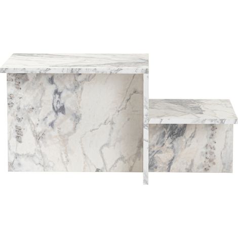 Tavolino - HARMONY - Rettangolare - Effetto marmo Freesia - 80 x 40 x 40 cm (1/5)