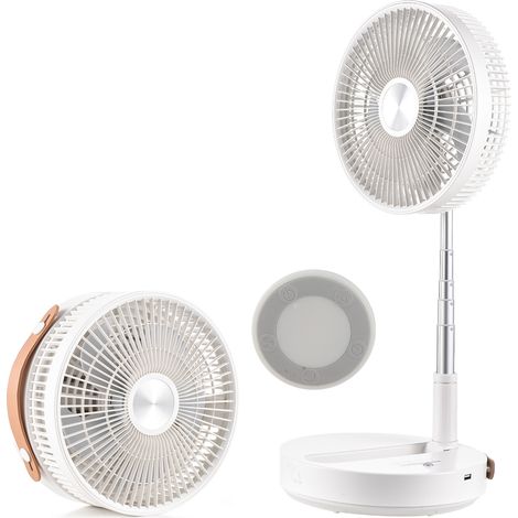 Tragbarer, faltbarer und oszillierender Standventilator, teleskopierbar, mit 4 Geschwindigkeitsstufen, Timer, 180°-Drehrichtungsumkehr, 10800 mAh Akku, USB-C-Ladeanschluss, Fernbedienung und leisem Be (1/3)