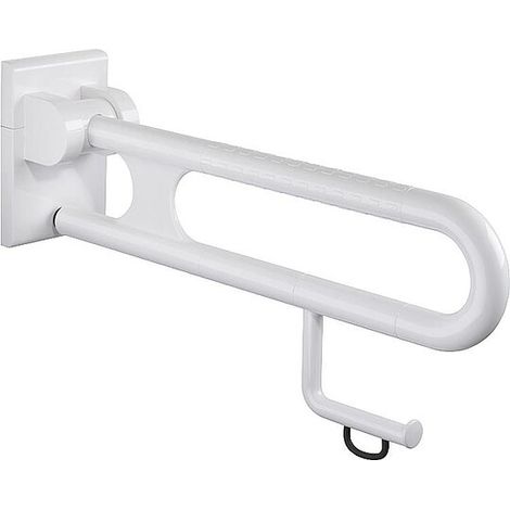 Stützklappgriff Normbau mit Papierrollenhalter + Abrollbremse, Nylon, weiß, 850 mm - 0447160019 (1/3)