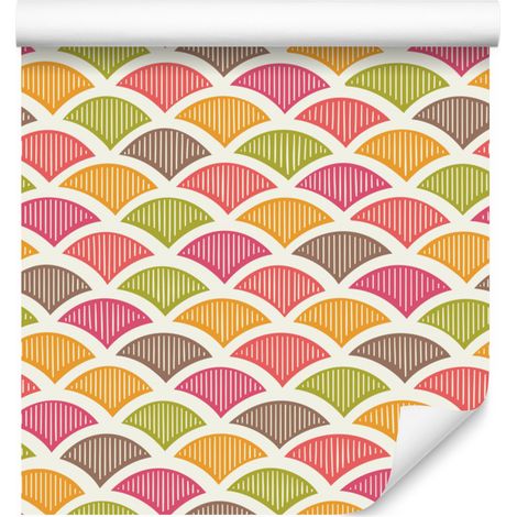 Papel pintado con estampado retro y colorido para salón y dormitorio, 50x1000 cm. (1/5)