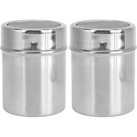Lot de 2 saupoudreuses à poudre en acier inoxydable 304 pour café, sucre et poivre, ustensiles de cuisine (1/5)