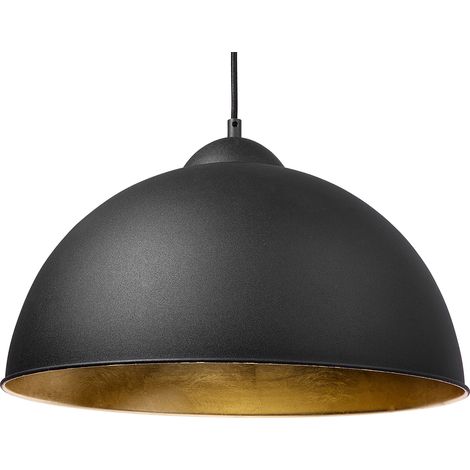 Lámpara colgante de 1 luz medio globo de metal negro estilo industrial Cetina (1/5)