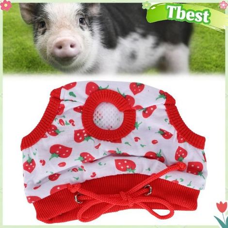 Tbest Pantalon physiologique pour animaux de compagnie Pantalon Physiologique de Porcs Motif Fraise animalerie hygiene S