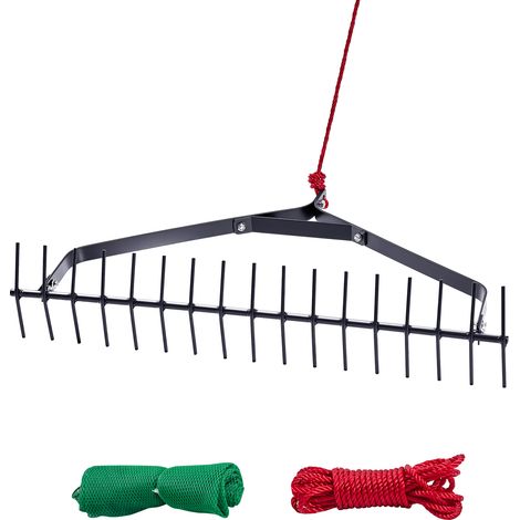 Mophorn Râteau pour Mauvaises Herbes Aquatiques, 810x495x165 mm, Outil de Désherbage à Double Face pour Lac, Léger avec Corde de 9 m, Idéal pour Nettoyer les Nénuphars dans Étangs et Ruisseaux