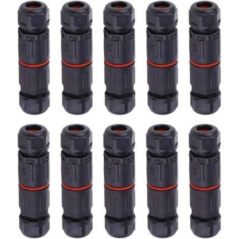 Pair 10 Stück IP68 wasserdichter elektrischer Kabelverbinder, 3-polige wasserdichte Buchsenstecker, Außensteckdose, wasserdichte Kabelverbinder (1/5)