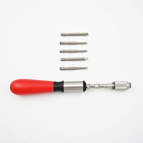 Destornillador de carraca de presión con mango rojo (3,5 mm)