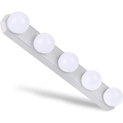 Éclairage décoratif LED. Éclairage pour miroir de salle de bain. Éclairage décoratif LED pour miroir de coiffeuse avec 5 ampoules à intensité variable, interrupteur, câble USB de 40 cm. (1/5)