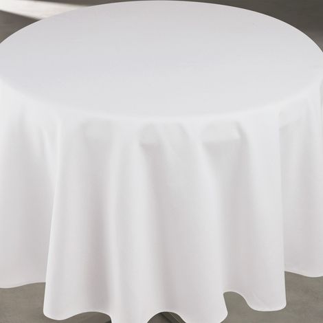Nappe déperlante anti-taches  - Effet lin pour table ronde Blanc 160x160 cm