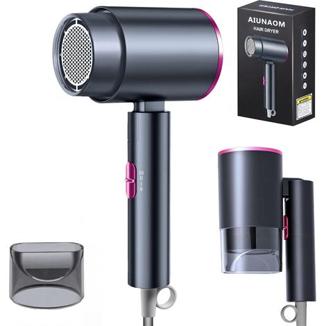 Seche cheveux de voyage pliable, 2000W seche cheveux professionnel à séchage rapide avec touches air chaud/froid, seche cheveux pliable pour maison et salon (1/5)