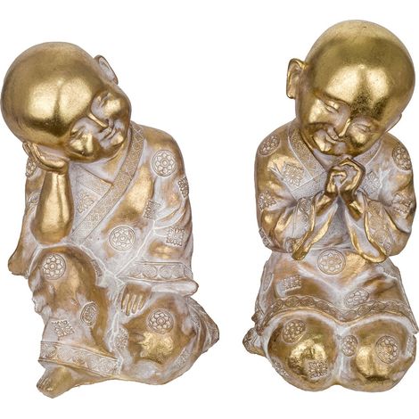 Signes Grimalt Figura De Buda Figuras Buda Set 2 Unidades Budas Dorado 11x11x18cm 23970