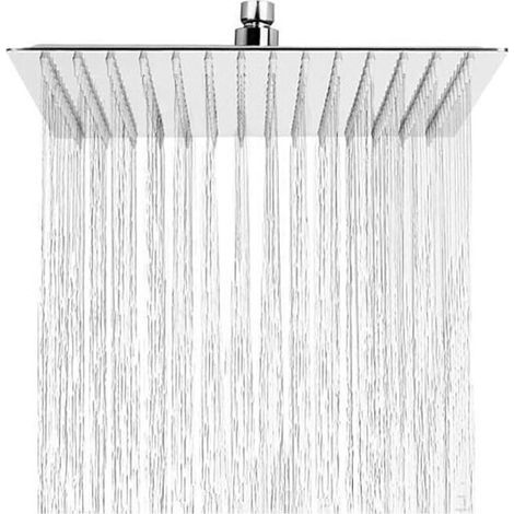 Carré, Pommeau de Ducha Antical, Cabezal de Ducha de Lluvia Ahorrador de Agua con Boquilla de Acero Inoxidable de 12 pulgadas/30 cm acabado Cromo Pulido (Espejo) (1/4)