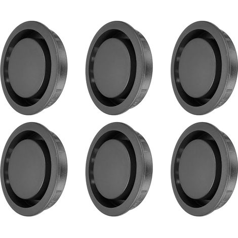 Round Ventilation Grille 50mm/2", 6 Pcs Plastic Soffit Air Vent Floor Air Vents Ventilation Hole for Ceiling Home Wall Led Closet Wardrobe, Black (1/4)