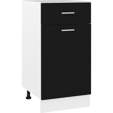 Armoire de plancher à tiroir Elément bas de cuisine - Meuble de cuisine bas Noir 40x46x81,5 cm Aggloméré Chic-602984 (1/5)