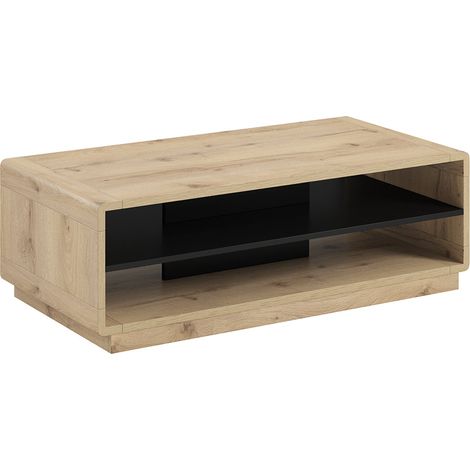 Mesa de centro Raven Negra y Madera (1/4)