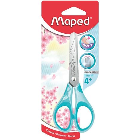 Forbici scolastiche morbide color pastello essenziali, 13 cm, con mappatura (1/3)