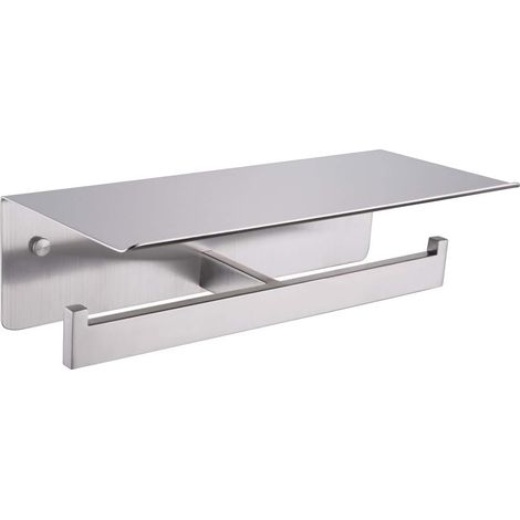Doppelrollen-Toilettenpapierhalter mit Ablage, Toilettenpapierhalter aus gebürstetem Nickel und Edelstahl 304, gewerblicher, wandmontierter Toilettenpapierspender.