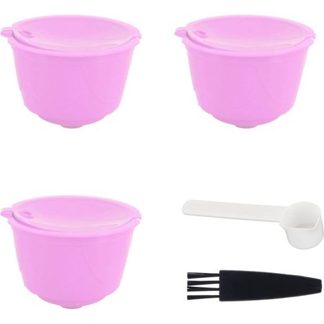 Filtre à café, Capsule de café Rechargeable Violette 5,2 X 3,5 Cm Facile à Nettoyer pour les Machines à café de la Série (3 tasses + 1 cuillère + 1 pinceau) (1/5)