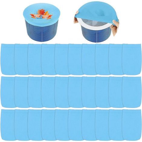 Lot de 30 chaussettes pour skimmer de piscine, accessoires de piscine réutilisables, filtres en nylon, filtres élastiques (1/5)