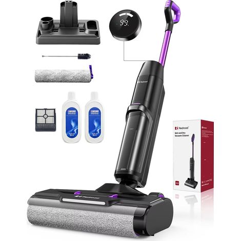 Aspirateur laveur sans fil 2-en-1, nettoyage humide et aspiration sèche, puissance 20 kPa, nettoyage des bords et cycle d'autonettoyage (1/5)