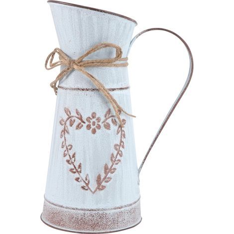 Vintage Herzvase, Milchkännchen, Shabby-Chic-Blumentopf aus Eisen, Landhausdeko, rustikaler Blumenkübel, Metalleimer, Pflanzgefäß, Kaktustopf für Valentinstag, Balkon, Wohnzimmer (1/5)
