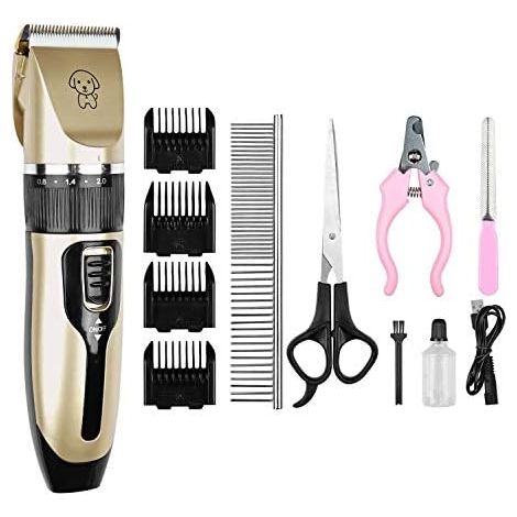 Tondeuse électrique pour chiens, kit de toilettage sans fil pour chiens, chats et autres animaux de compagnie (doré) WddnAot (1/5)