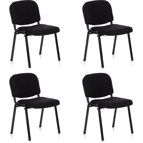 Lot de 4 chaises visiteurs XT 600 Revêtement Tissu Noir Chaise de conférence rembourrée, empilable (1/5)