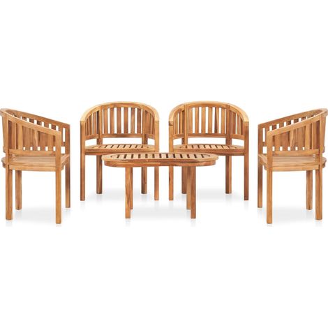 Maison Exclusive - Set Salotto da Giardino 5 pz Design Curvo in Massello di Teak