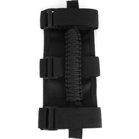 Car modification suitable for Jeep interior passenger handles, paracord, Wrangler roof grab handles, woven accessories - polyester fiber - black (1/4)