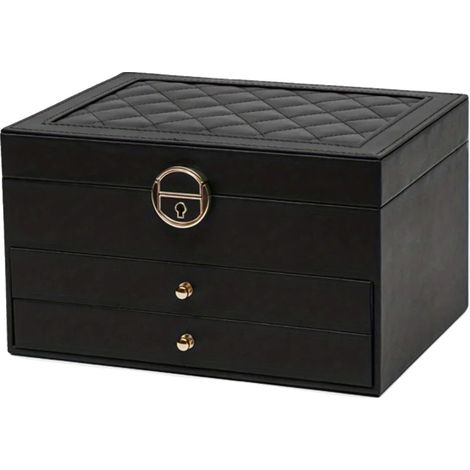 Schmuckaufbewahrungsbox, Elegante runde Form, Langlebige Materialien, schwarz (1/2)