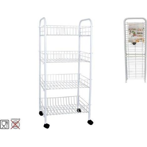 verdulero carro auxiliar bianca 4 pisos metal blanco 36x26x86