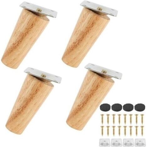 Lot de 4 Pieds de Canapé Bois Massif, Pieds de Meubles pour Fauteuil, Table de Nuit, Armoire, Tiroir(8cm, Oblique) (1/5)
