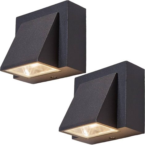 Lot de 2 appliques LED d'extérieur, lampe de chevet LED moderne, éclairage de jardin en aluminium, étanchéité IP65, économie d'énergie, lumière chaude (1/5)