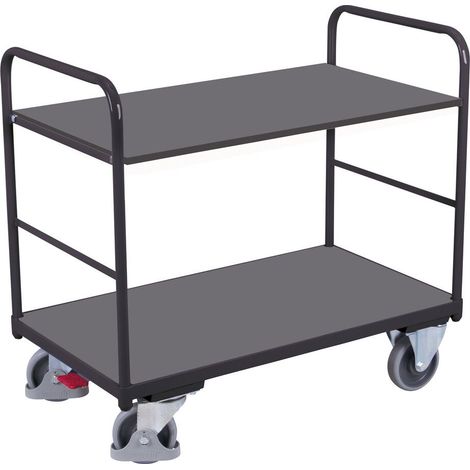 VARIOfit Etagenwagen, niedrig mit 2 Ladeflächen 1000x600mm Anthrazitgrau RAL 7016