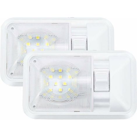 12 V plafonnier LED RV 280 lm, lampe de toit éclairage intérieur pour remorque, camping-car avec interrupteur (Lot de 2)