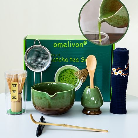 Set da 8 pezzi per whisky matcha con ciotola per matcha, porta whisky matcha, whisky matcha in bambù, cucchiaio, colino, regalo unico per fidanzato e fidanzata, decorazione per la cucina, regalo perfe (1/5)