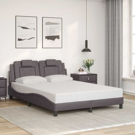 vidaXL Estructura de cama Viana sin colchón cuero sintético gris 120x200 cm (1/5)