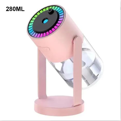 Humidificateur d'air rotatif miniature pour voiture (rose) avec projecteur et lumière LED, alimentation USB électrique (1/5)