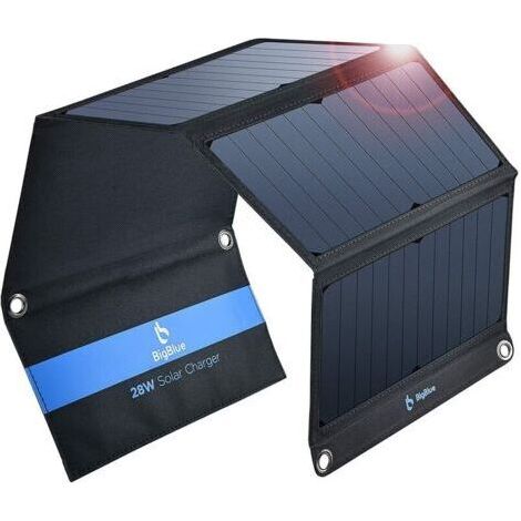 [Mise à niveau] Chargeur solaire 3 USB-A 28 W (5 V/4,8 A max), chargeur de panneau solaire portable Sunpower pour camping étanche Samsung Galaxy LG etc... (1/5)