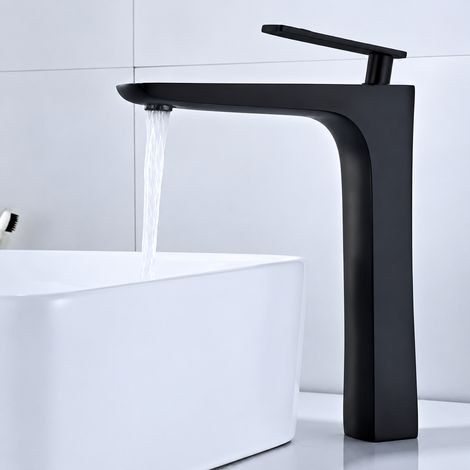 Mitigeur lavabo salle de bain noir mat modèle haut avec tuyaux d'arrivée d'eau de 60 cm 40 × 30 × 10 cm 1,406 kg – Livraison gratuite (1/2)