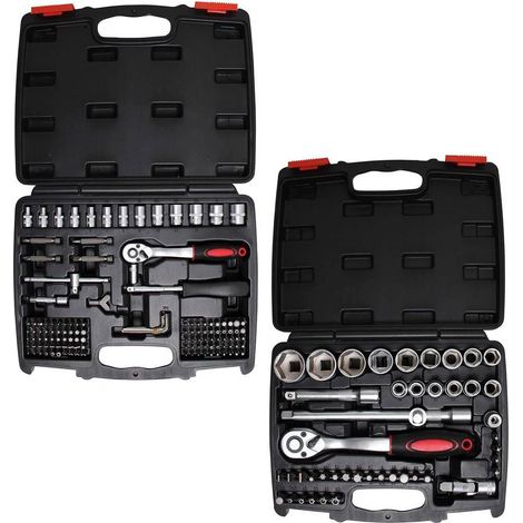Coffret de Douilles 174 pcs - 6,3 mm (1/4) et 12,5 mm (1/2) - Acier Résistant - Polyvalence et Durabilité - D-Work
