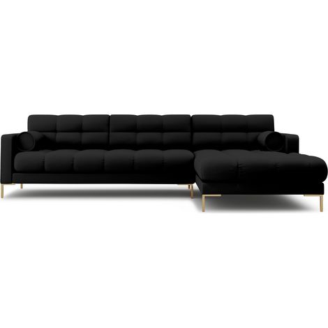 Canapé d'angle droit 5 places en tissu structurel noir (1/5)
