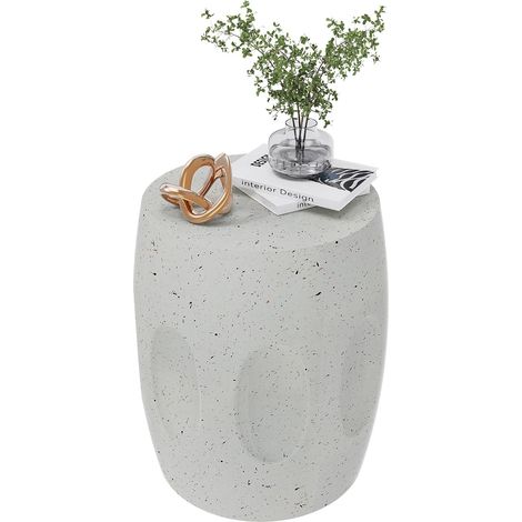 Tavolino da Salotto Bianco Tavolino Piccolo Cemento Stile Tavolino da caffe per Soggiorno - Originale Moderno Design 34x46cm (1/5)