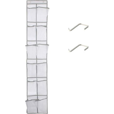 Sac de rangement en tissu non tissé à 12 compartiments, sac à chaussures suspendu, rangement pour articles ménagers derrière une porte, blanc (1/3)