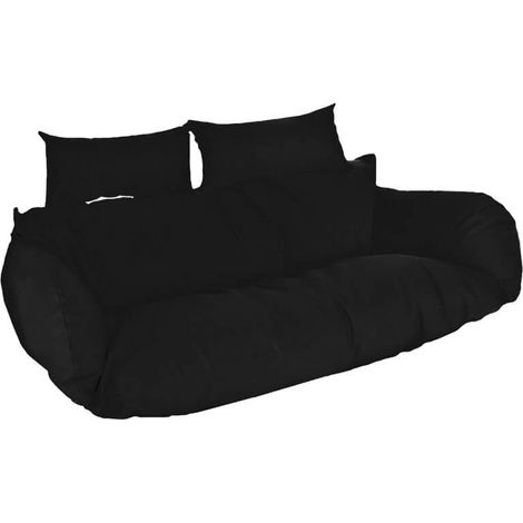 HOME DELUXE Polyrattan Hängesessel Kissen TWIN - Schwarz 105 x 41 x 45 cm  inklusive Sitz-, und Rückenkissen, UV-beständig  Hängestul, Hängesitz  Poly Rattan Hängesessel Hängekorb