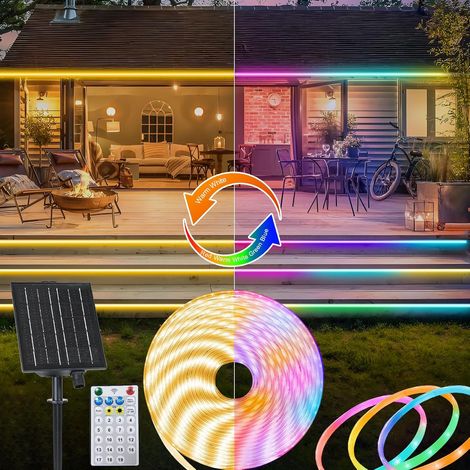 1 Bande LED Solaire 10M,360 LED,Bicolore,IP68,Télécommande,Jardin (1/5)