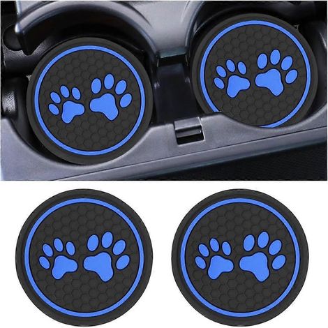Lot de 2 tapis porte-gobelets universels pour voiture, porte-gobelets antidérapants en silicone, porte-gobelets en forme de griffe, accessoires de décoration intérieure pour voiture (bleu) (1/5)