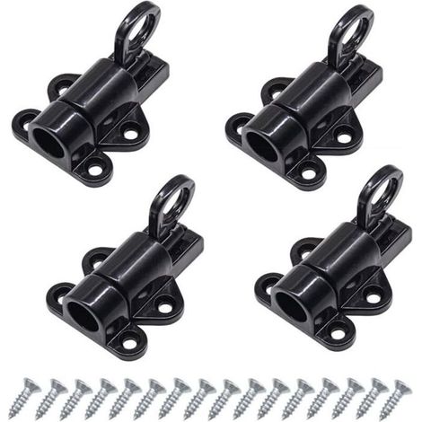 Verrou de sécurité pour fenêtre, lot de 4 unités, en aluminium, couleur noire, avec ressort.-AquaForge (1/5)