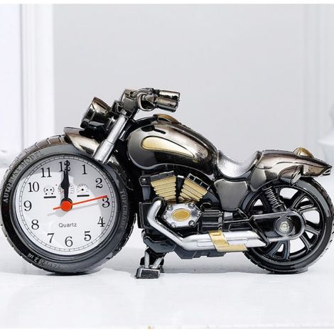 Reveil - Horloge Bureau Moto - Affichage Analogique - Alimentation Pile - Dimensions 230 x 130 x 60 mm - Noir De Jais - 1 Unite (1/5)